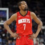 Mar 27, 2026; Memphis, Tennessee, USA; Houston Rockets forward Kevin Durant (7) during the third quarter against the Memphis Grizzlies at FedExForum. Mandatory Credit: Petre Thomas-Imagn Images