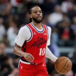 INGLEWOOD, CALIFORNIA - MARCH 14: Darius Garland #10 of the Los Angeles Clippers dribbles during an NBA game against the Sacramento Kings at Intuit Dome on March 14, 2026 in Inglewood, California. NOTE TO USER: User expressly acknowledges and agrees that, by downloading and or using this photograph, User is consenting to the terms and conditions of the Getty Images License Agreement. (Photo by Ryan Sun/Getty Images)