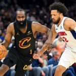 CLEVELAND, OHIO - MARCH 03: James Harden #1 of the Cleveland Cavaliers drives to the basket around Cade Cunningham #2 of the Detroit Pistons during the fourth quarter at Rocket Arena on March 03, 2026 in Cleveland, Ohio. The Cavaliers defeated the Pistons 113-109. NOTE TO USER: User expressly acknowledges and agrees that, by downloading and or using this photograph, User is consenting to the terms and conditions of the Getty Images License Agreement. (Photo by Jason Miller/Getty Images)