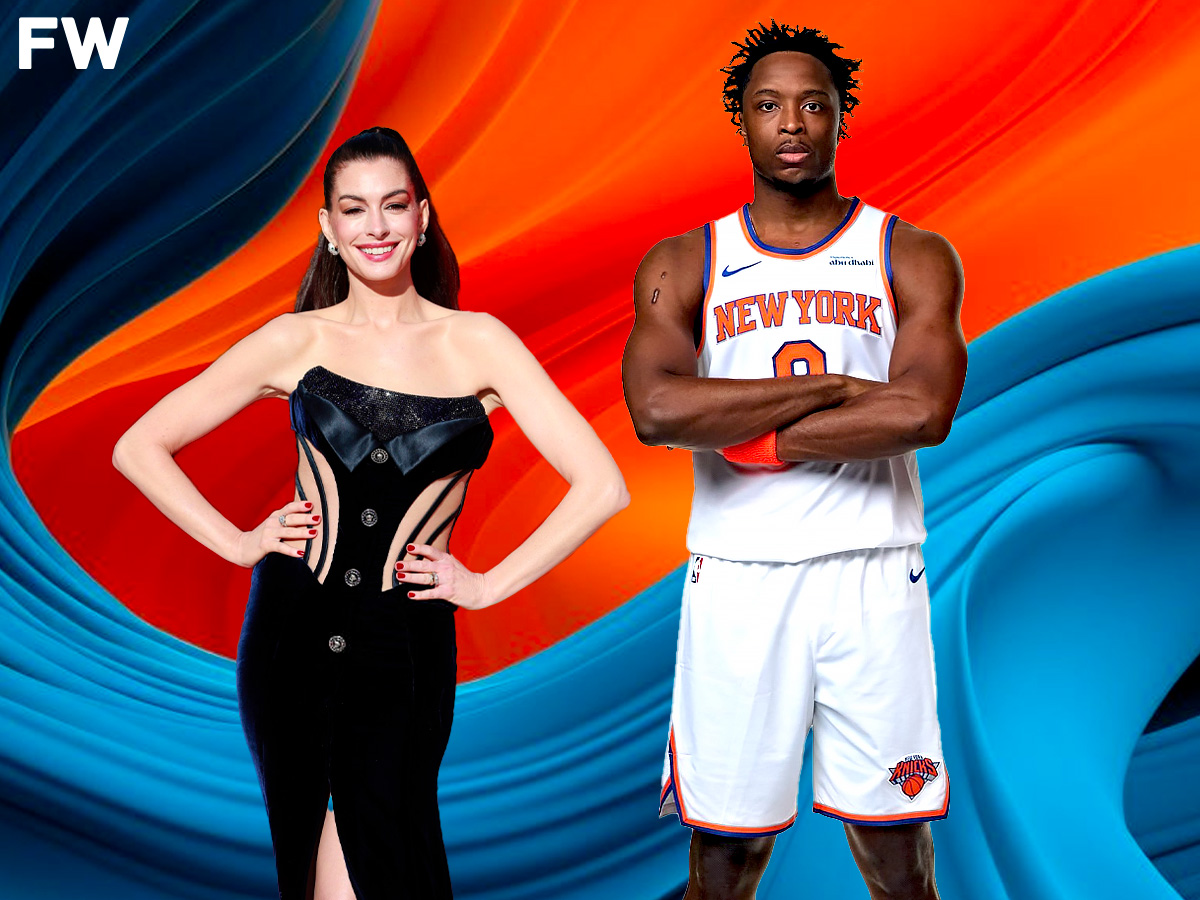 Knicks Superfan Anne Hathaway On OG Anunoby Almost Crashing Into Her: "Time Slowed Down"