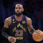 LOS ANGELES, CALIFORNIA - MAY 11: LeBron James #23 of the Los Angeles Lakers dribbles the ball against the Oklahoma City Thunder in Game Four of the Second Round of the NBA Western Conference Playoffs at Crypto.com Arena on May 11, 2026 in Los Angeles, California. (Photo by Luke Hales/Getty Images)