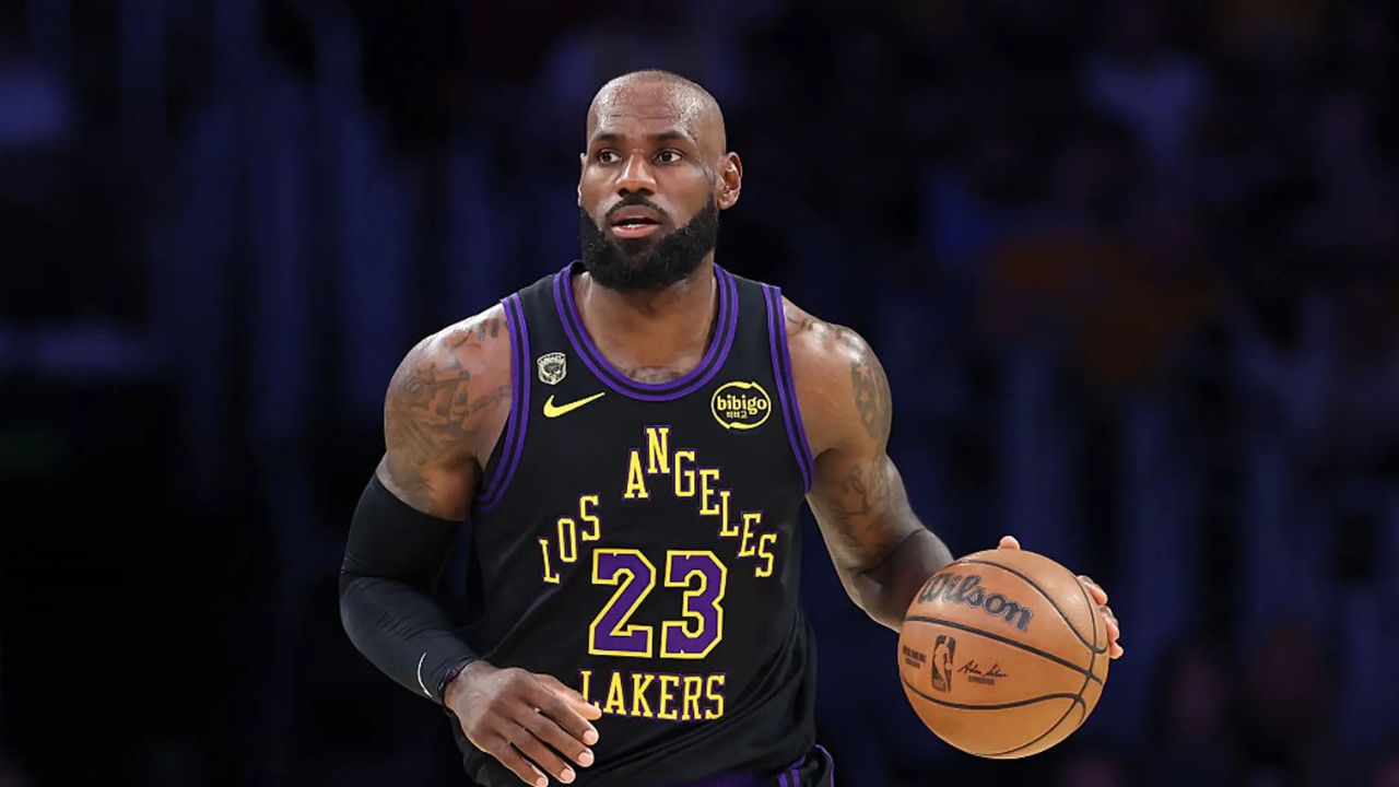 LOS ANGELES, CALIFORNIA - MAY 11: LeBron James #23 of the Los Angeles Lakers dribbles the ball against the Oklahoma City Thunder in Game Four of the Second Round of the NBA Western Conference Playoffs at Crypto.com Arena on May 11, 2026 in Los Angeles, California. (Photo by Luke Hales/Getty Images)