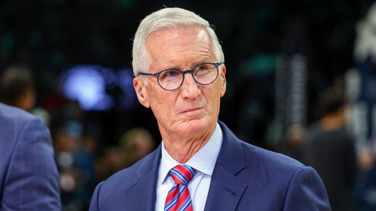 MINNEAPOLIS, MINNESOTA - APRIL 25: NBA on ESPN play-by-play commentator Mike Breen looks on prior to the start of Game Four of the First Round of the 2026 NBA Western Conference Playoffs between the Denver Nuggets and Minnesota Timberwolves at Target Center on April 25, 2026 in Minneapolis, Minnesota. The Timberwolves defeated the Nuggets 112-96. (Photo by David Berding/Getty Images)