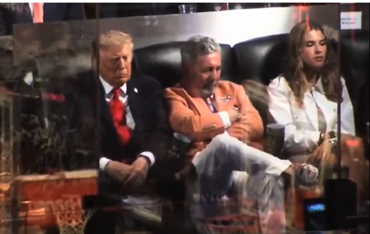 Donald Trump appears to fall asleep at Game 3 of the NBA Finals. Mandatory Credit: @CalltoActivism - X