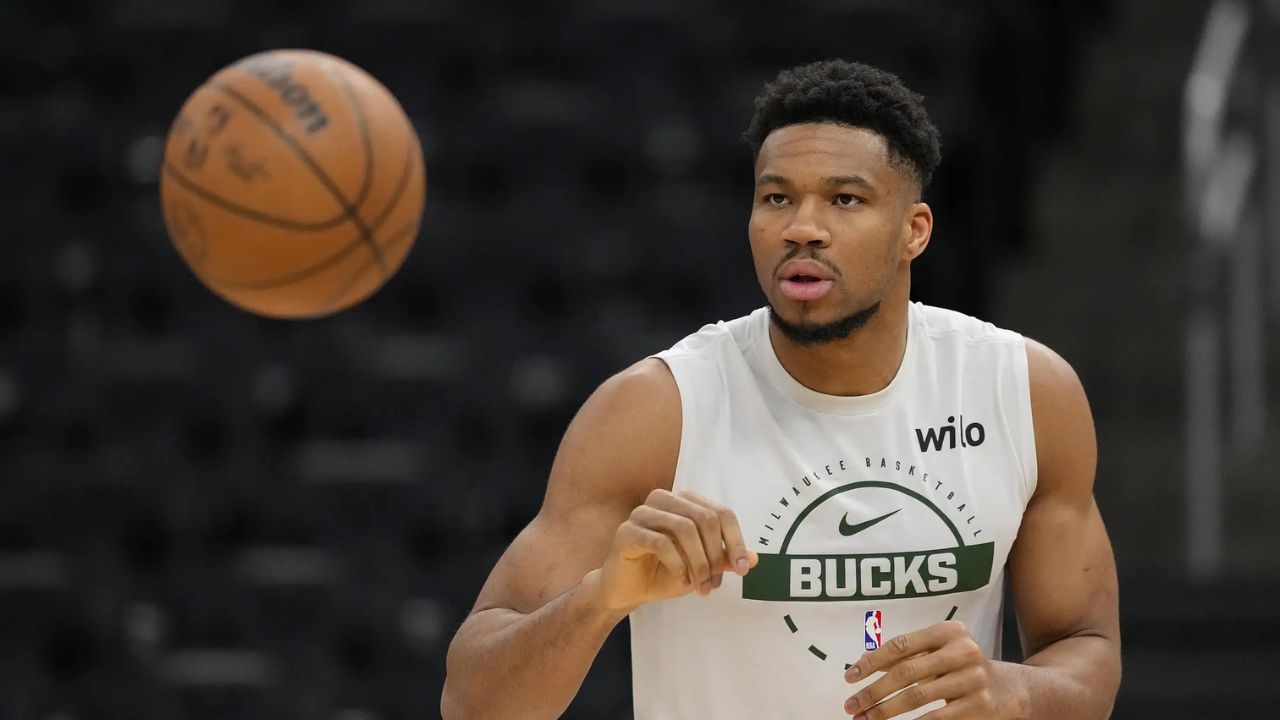 Mar 28, 2026; Milwaukee, Wisconsin, USA; Milwaukee Bucks forward Giannis Antetokounmpo (34) warms up prior to the game against the San Antonio Spurs at Fiserv Forum. Mandatory Credit: Jeff Hanisch-Imagn Images