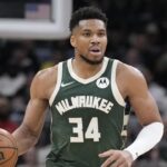 Mar 7, 2026; Milwaukee, Wisconsin, USA; Milwaukee Bucks forward Giannis Antetokounmpo (34) bring the ball up court against the Utah Jazz at Fiserv Forum. Mandatory Credit: Michael McLoone-Imagn Images