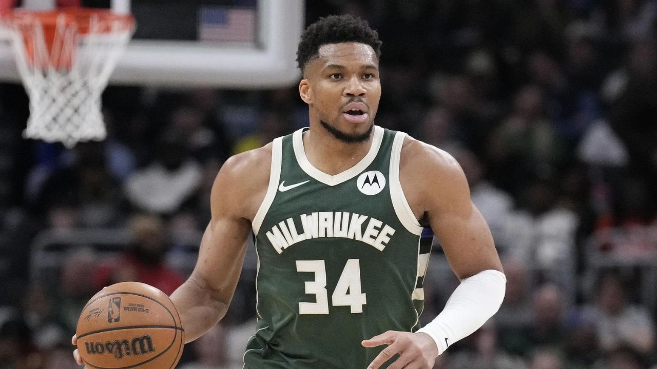 Mar 7, 2026; Milwaukee, Wisconsin, USA; Milwaukee Bucks forward Giannis Antetokounmpo (34) bring the ball up court against the Utah Jazz at Fiserv Forum. Mandatory Credit: Michael McLoone-Imagn Images