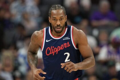 Apr 5, 2026; Sacramento, California, USA; LA Clippers forward Kawhi Leonard (2) during the first quarter against the Sacramento Kings at Golden 1 Center. Mandatory Credit: Darren Yamashita-Imagn Images
