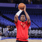 Jan 11, 2026; Orlando, Florida, USA; New Orleans Pelicans forward Kevon Looney (55) warms up before the game against the Orlando Magic at Kia Center. Mandatory Credit: Mike Watters-Imagn Images