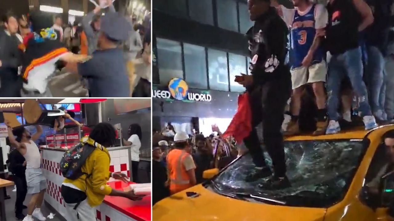 Knicks Fans Assault Police, Destroy Cab And Five Guys Restaurant In Violent Game 4 Aftermath [Video]