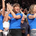 NEW YORK, NY - JUNE 10: Alana Haim, Taylor Swift and Este Haim attend the game between the San Antonio Spurs and the New York Knicks during Game Four of the 2026 NBA Finals on June 10, 2026 at Madison Square Garden in New York, New York. (Photo by Jesse D. Garrabrant/NBAE via Getty Images)