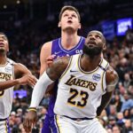 SALT LAKE CITY, UT - DECEMBER 1: LeBron James #23 of the Los Angeles Lakers boxes out during the game against the Utah Jazz on December 1, 2024 at Delta Center in Salt Lake City, Utah. (Photo by Jamie Sabau/NBAE via Getty Images)