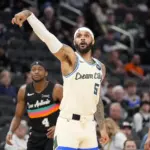 Mar 28, 2026; Milwaukee, Wisconsin, USA; Milwaukee Bucks guard Gary Trent Jr. (5) during the game against the San Antonio Spurs at Fiserv Forum. Mandatory Credit: Jeff Hanisch-Imagn Images