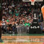 BOSTON, MA - APRIL 28: Jaylen Brown #7 and Jayson Tatum #0 of the Boston Celtics look on during the game against the Philadelphia 76ers during Round One Game Five of the 2026 NBA Playoffs on April 28, 2026 at TD Garden in Boston, Massachusetts. (Photo by Jesse D. Garrabrant/NBAE via Getty Images)