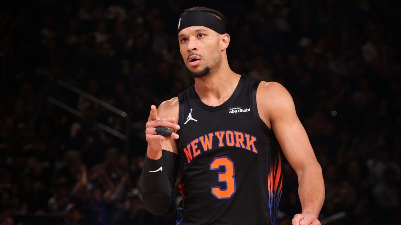 NEW YORK, NY - MARCH 24: Josh Hart #3 of the New York Knicks reacts during the game against the New Orleans Pelicans on March 24, 2026 at Madison Square Garden in New York City, New York. (Photo by Nathaniel S. Butler/NBAE via Getty Images)