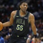 Kevon Looney in action for the Pelicans. Mandatory Credit: Tyler Kaufman - Getty Images
