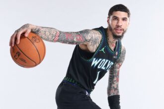 MINNEAPOLIS, MN - JULY 13: LaMelo Ball #1 of the Minnesota Timberwolves poses for portraits on July 13, 2026 at the Minnesota Timberwolves and Lynx Courts at Mayo Clinic Square in Minneapolis, Minnesota. (Photo by David Sherman/NBAE via Getty Images)