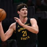 BOSTON, MA - MARCH 18: Quinten Post #21 of the Golden State Warriors during the game against the Boston Celtics at TD Garden on March 18, 2026 in Boston, Massachusetts. (Photo By Winslow Townson/Getty Images)