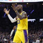 May 7, 2026; Oklahoma City, Oklahoma, USA; Los Angeles Lakers forward LeBron James (23) reacts after a play against the Oklahoma City Thunder in the second half during game two of the second round of the 2026 NBA Playoffs at Paycom Center. Mandatory Credit: Alonzo Adams-Imagn Images