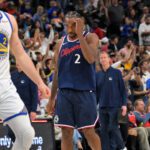 Apr 15, 2026; Inglewood, California, USA; Los Angeles Clippers forward Kawhi Leonard (2) leaves the court after being defeated by the Golden State Warriors during the play-in rounds of the 2026 NBA Playoffs at Intuit Dome. Mandatory Credit: Jayne Kamin-Oncea-Imagn Images
