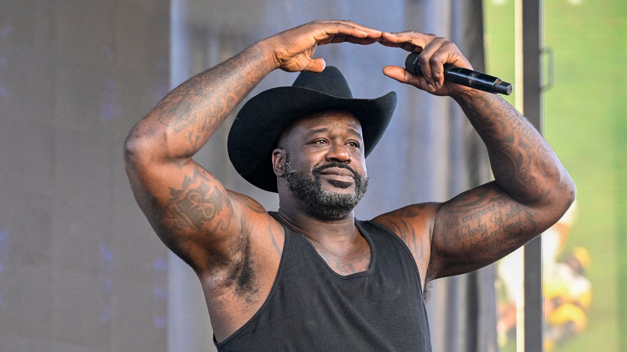 Dec 31, 2025; Arlington, TX, USA; Shaquille O'Neal, also known as DJ Diesel, performs before the 2025 Cotton Bowl and quarterfinal game of the College Football Playoff at AT&T Stadium. Mandatory Credit: Jerome Miron-Imagn Images