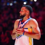 Apr 17, 2026; Phoenix, Arizona, USA; Golden State Warriors guard Stephen Curry (30) against the Phoenix Suns during the play-in rounds of the 2026 NBA Playoffs at Mortgage Matchup Center. Mandatory Credit: Mark J. Rebilas-Imagn Images