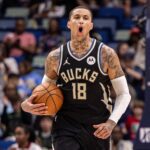 New Orleans, Louisiana, USA; Milwaukee Bucks forward Kyle Kuzma (18) reacts to a play against the New Orleans Pelicans during the first half at Smoothie King Center. Mandatory Credit: Stephen Lew-Imagn Images