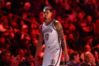 Phoenix, Arizona, USA; Brooklyn Nets forward Michael Porter Jr. (17) against the Phoenix Suns in the second half at Mortgage Matchup Center. Mandatory Credit: Mark J. Rebilas-Imagn Images