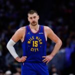 Denver, Colorado, USA; Denver Nuggets center Nikola Jokic (15) in the third quarter against the Golden State Warriors at Ball Arena. Mandatory Credit: Isaiah J. Downing-Imagn Images
